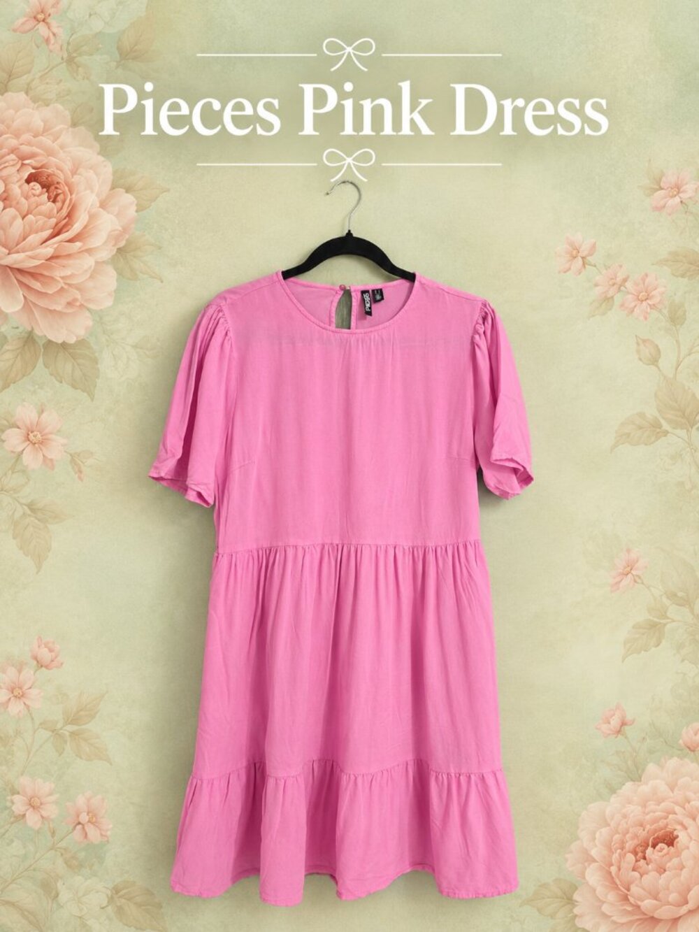 Pink Tiered Dress – Short Sleeve Babydoll Style